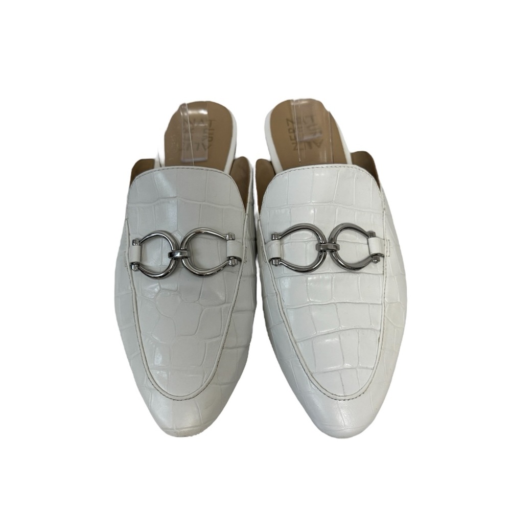 Naturalizer Leanna Leather Croc-Embossed Spring Slip On Slide Mules White 9 - Picture 6 of 10
